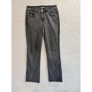 Nine West Jeans Women 10 (29x31 Actual) Straight Leg Mid Rise Dark Gray